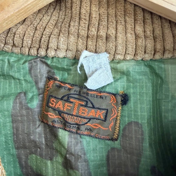 Vintage 70s SafTBak Duck Camo Hunting Jacket Men L Frog Skin Corduroy Field Coat - Picture 8 of 12